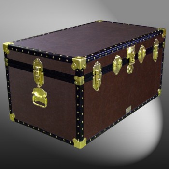 07-177 BL BROWN LEATHERETTE 33 Deep Storage Trunk with ABS Trim