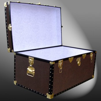 07-177 BL BROWN LEATHERETTE 33 Deep Storage Trunk with ABS Trim