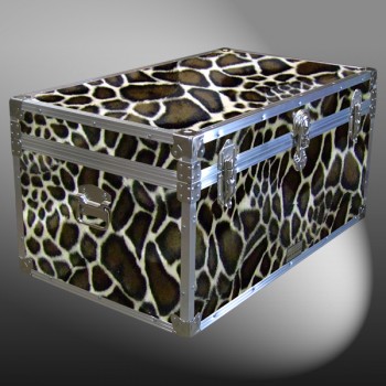 07-188 GE FAUX GIRAFFE 33 Deep Storage Trunk with Alloy Trim