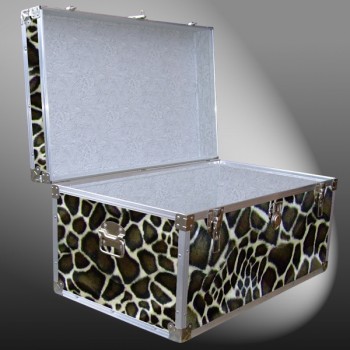 07-188 GE FAUX GIRAFFE 33 Deep Storage Trunk with Alloy Trim