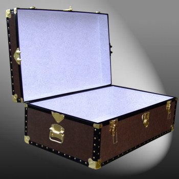 09-171 BL BROWN LEATHERETTE 30 Cabin Storage Trunk with ABS Trim