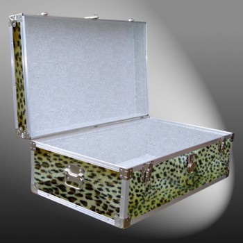 09-180 CHE FAUX CHEETAH 30 Cabin Storage Trunk with Alloy Trim