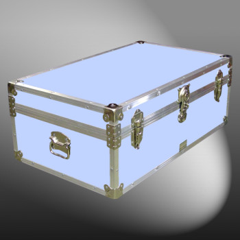 09-148 E SKY BLUE VINYL 30 Cabin Storage Trunk with Alloy Trim