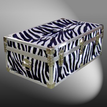 08-180 ZEBE FAUX ZEBRA 33 Cabin Storage Trunk with Alloy Trim